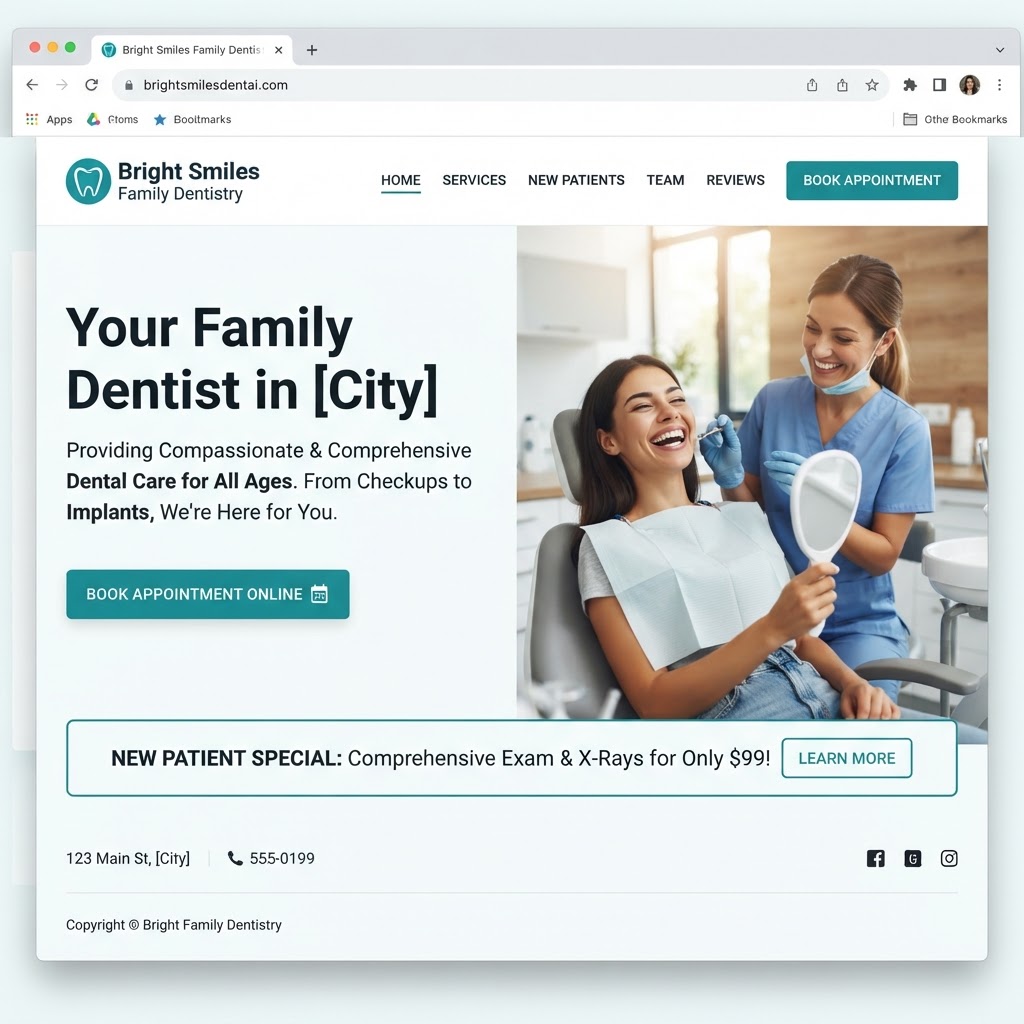DENTAL PRACTICE website mockup