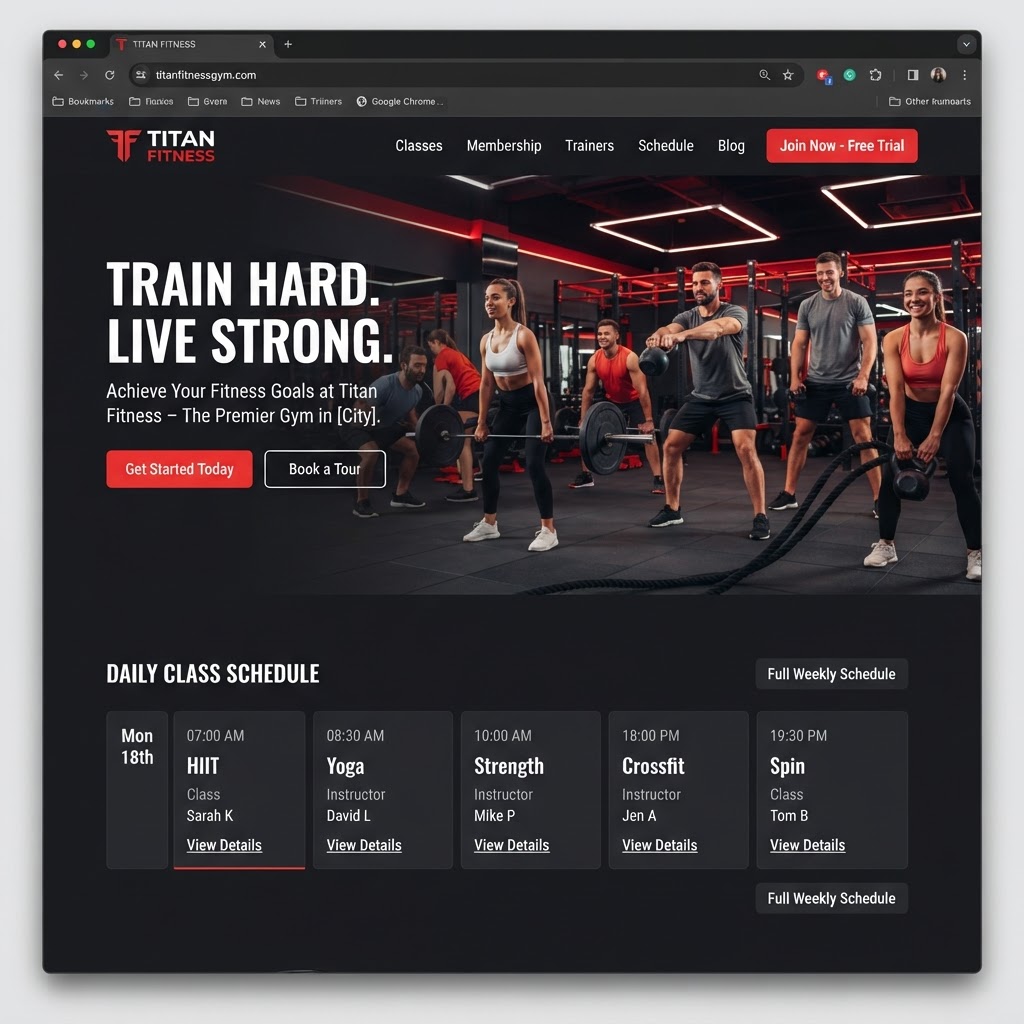 GYM & FITNESS STUDIO website mockup