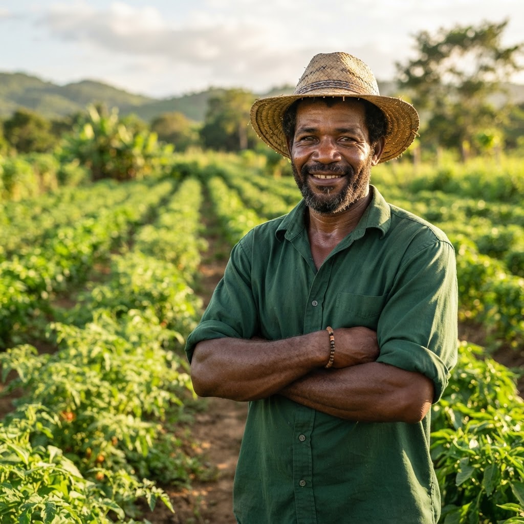Agricultor dominicano en su campo