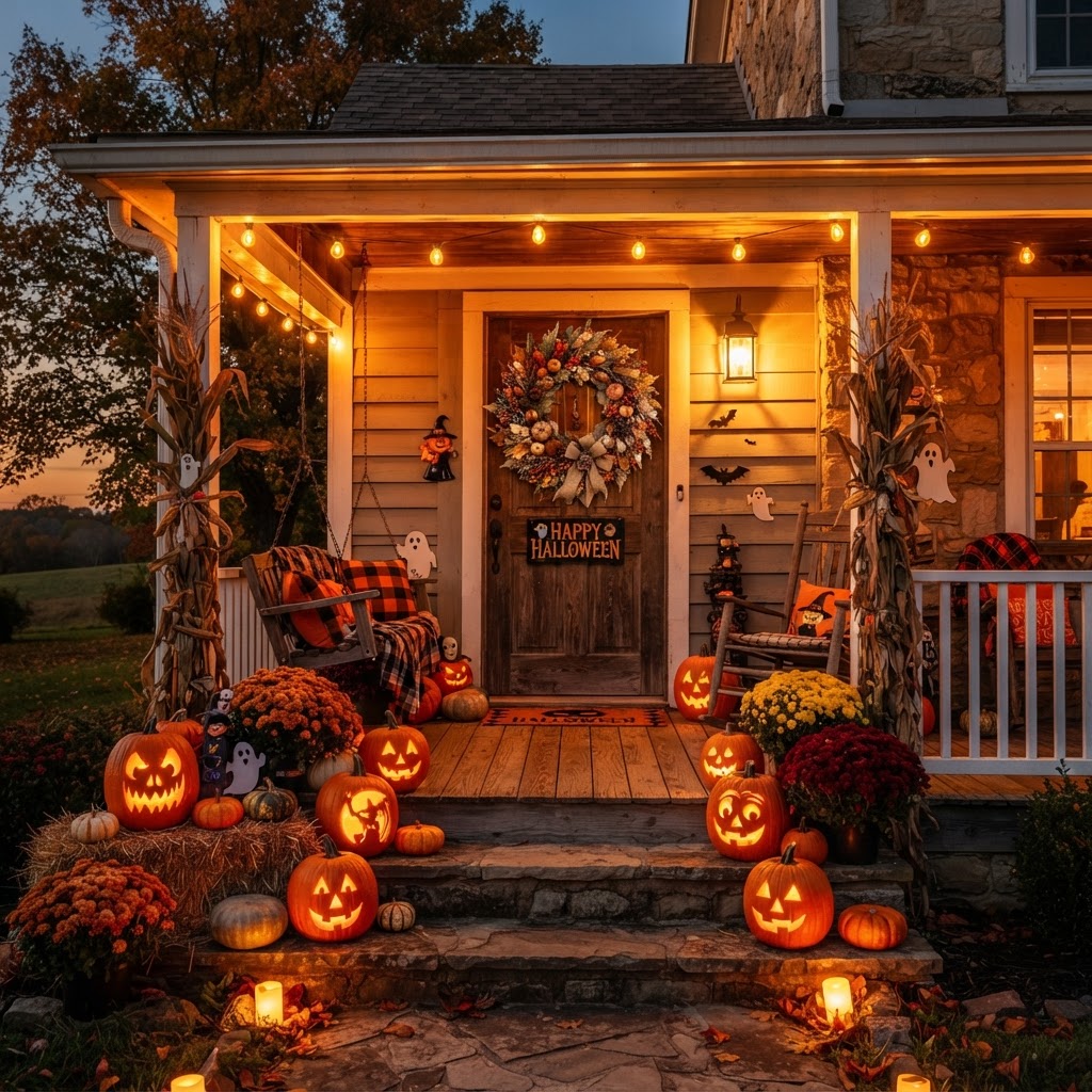 Outdoor Halloween Porch Décor & Lights