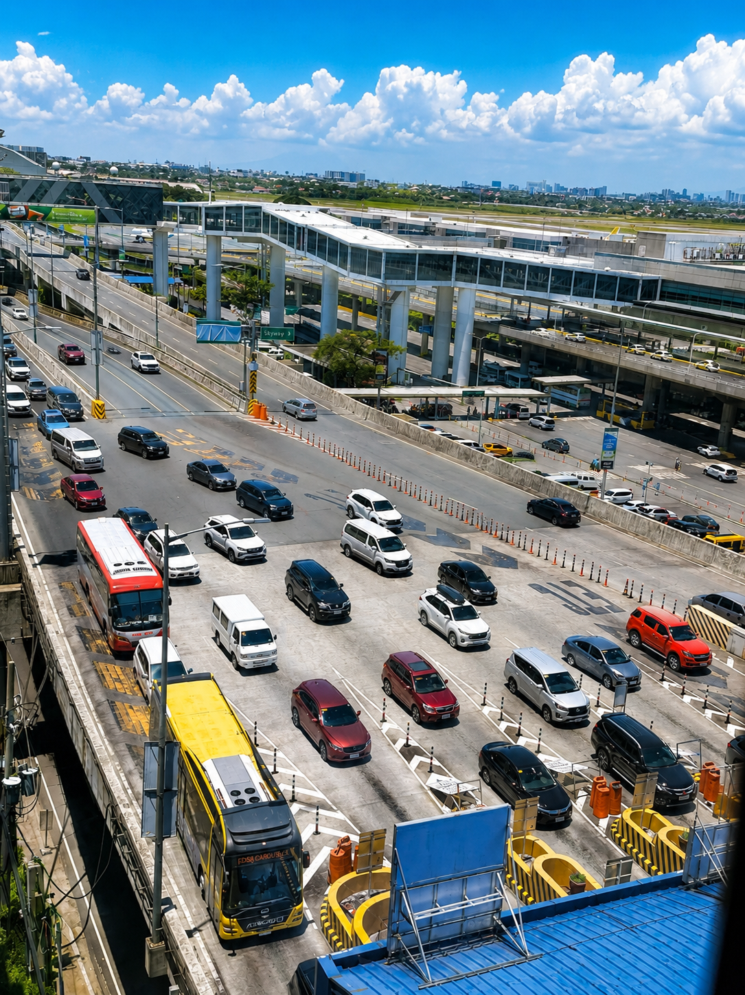 Elevated airport road leading to NAIA Terminal 3 near Newport City