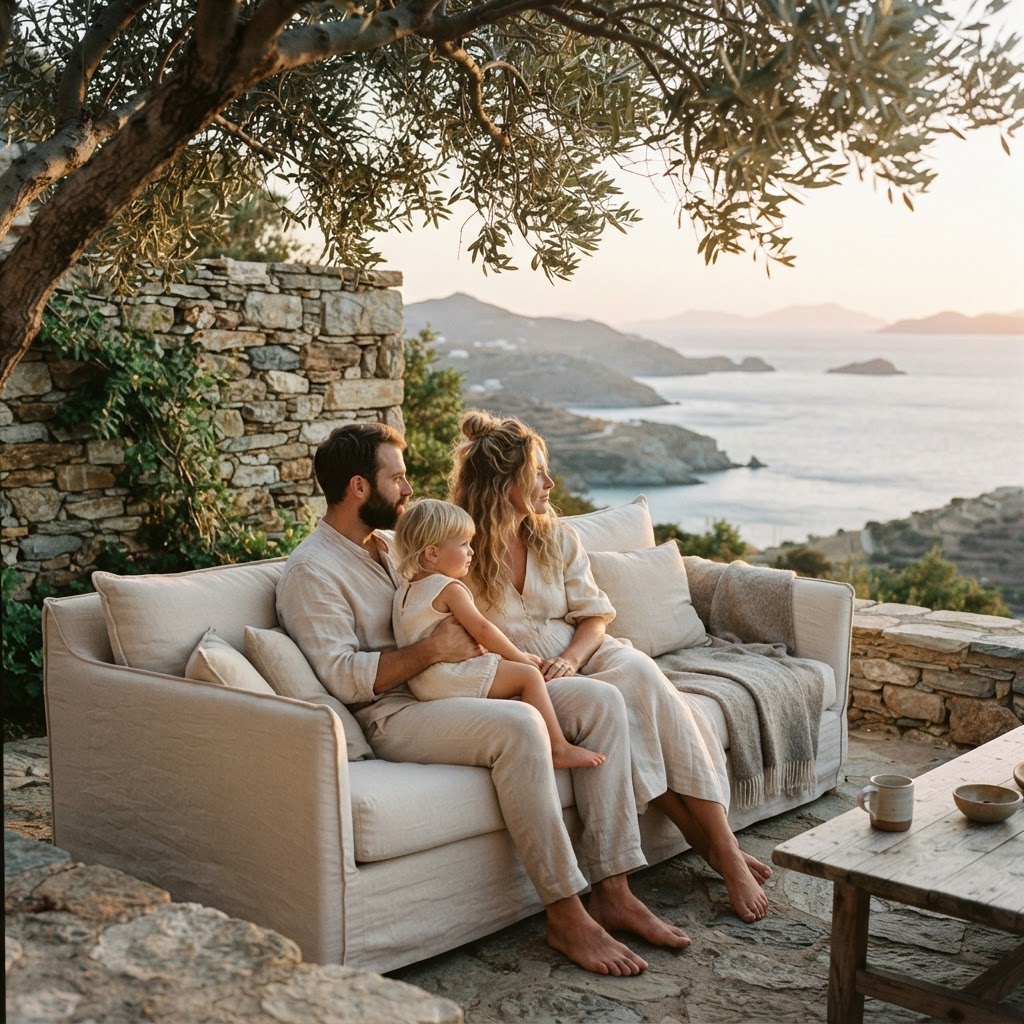 A family sharing a calm, connected moment together