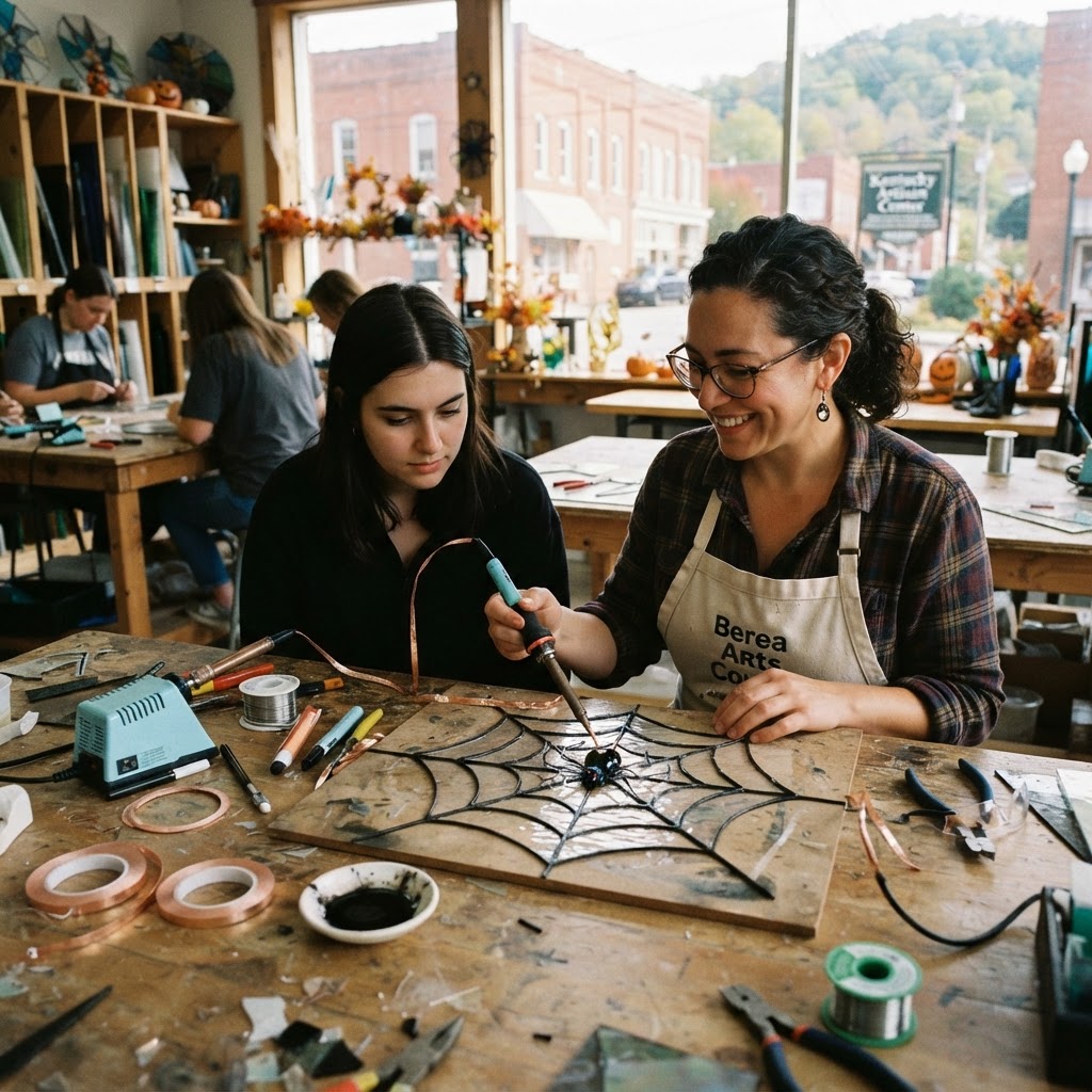 Stained Glass Spider Web and Spider with Nikki Noel