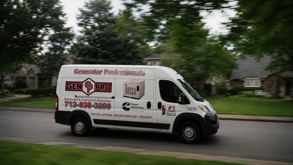 GenPro service van on a Houston residential street