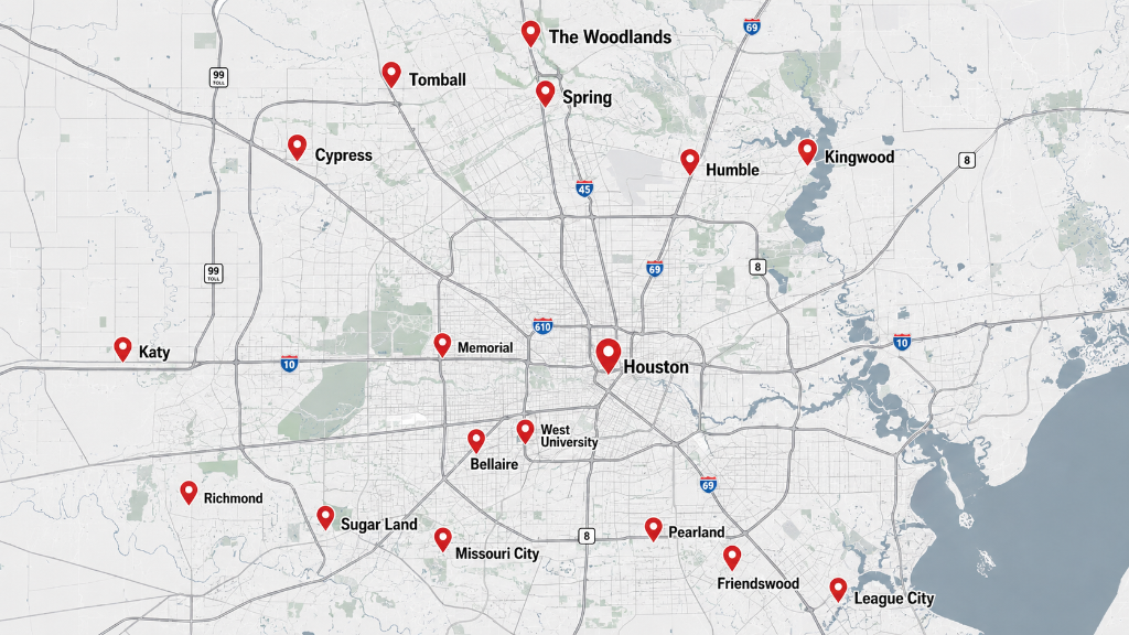 A&A GenPro service area across Greater Houston
