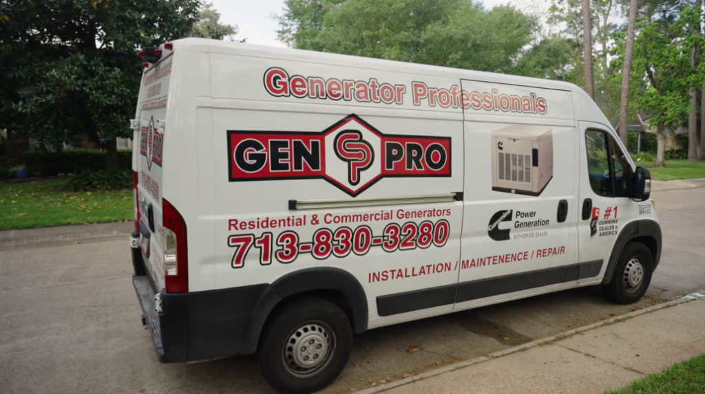 A&A GenPro service truck on a Houston residential street