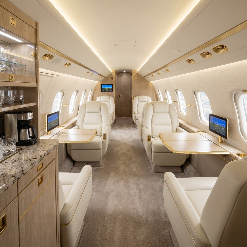 Super Midsize Jet cabin interior — private jet charter