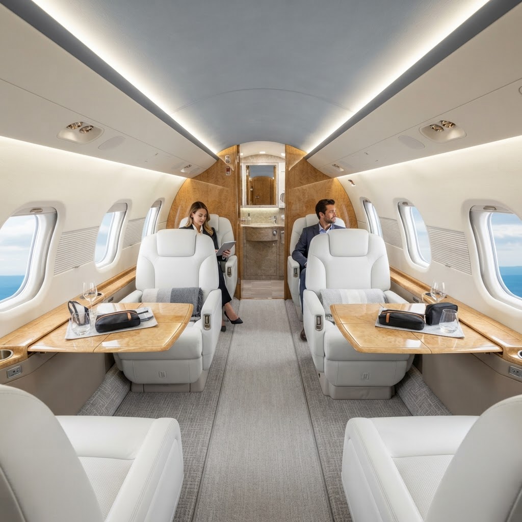 Midsize Jet cabin interior — private jet charter