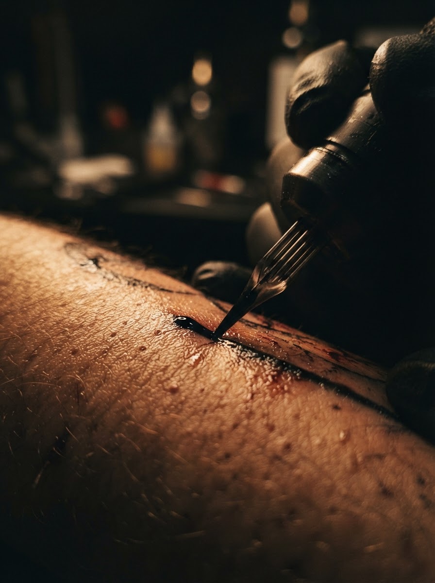 Tatuagem em detalhe macro