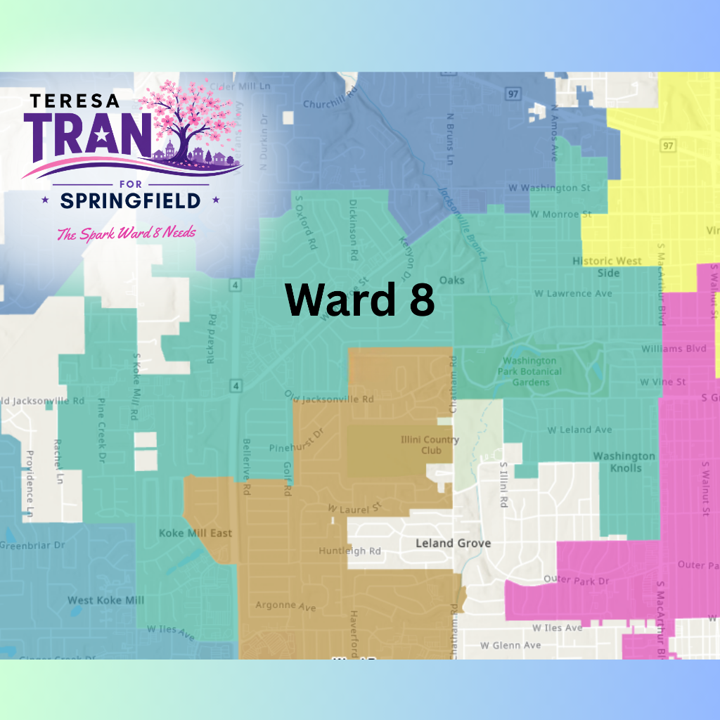 Ward 8 map with Teresa Tran campaign logo