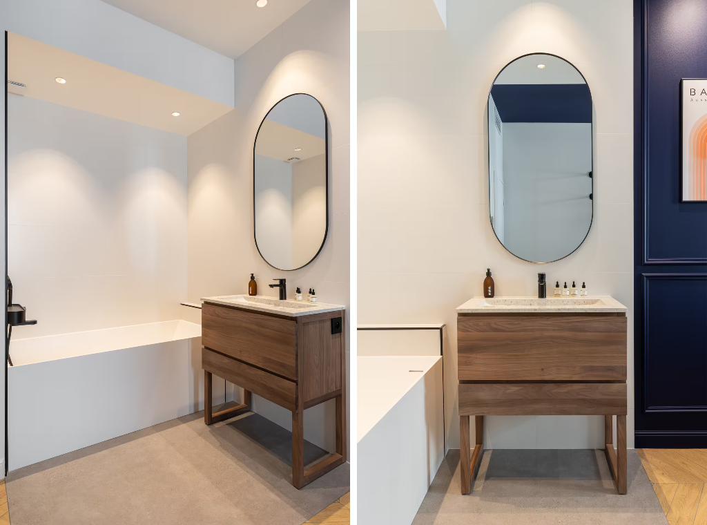 Salle de bain privative avec vasque bois
