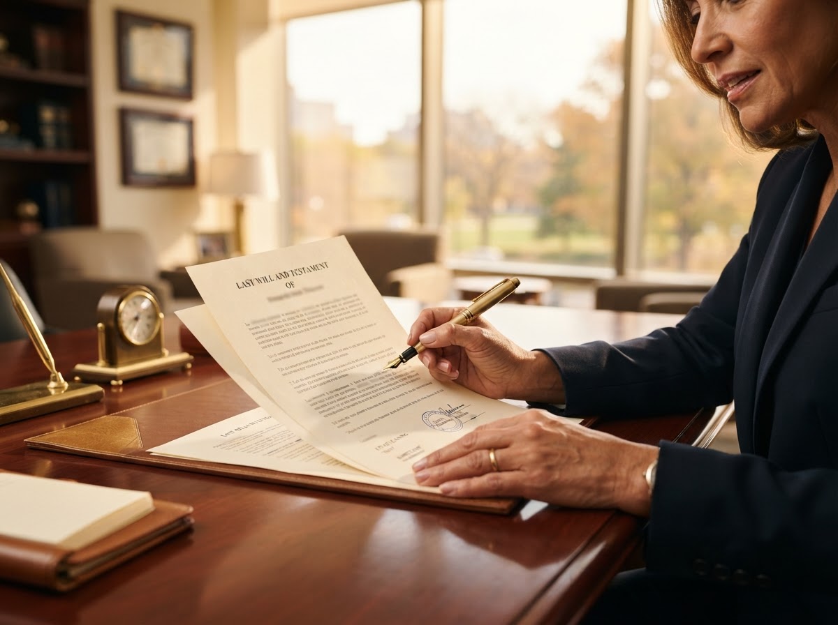Attorney reviewing estate planning documents