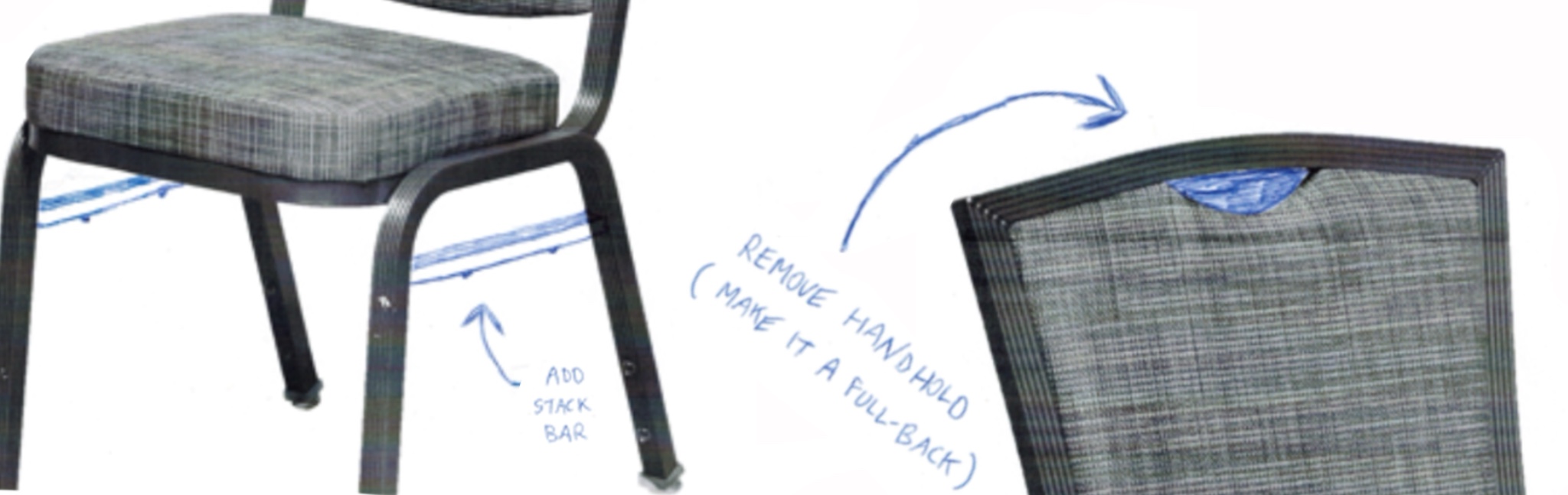 SHEV aluminum chair with stack bar and full back