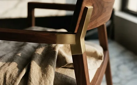 Custom furniture piece in hand-forged metal and oak — Linden Residence interior design in Newport Beach, CA by Studio Fridae