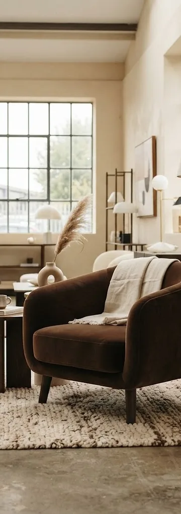 Curated designer furniture and lighting in a bright showroom, sourced by Studio Fridae