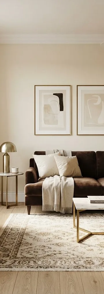Styled interior living room with furniture and decor, completed by Studio Fridae