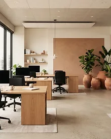 Open collaborative workspace with glass partitions — The Hollow Lobby commercial design in Los Angeles, CA by Studio Fridae