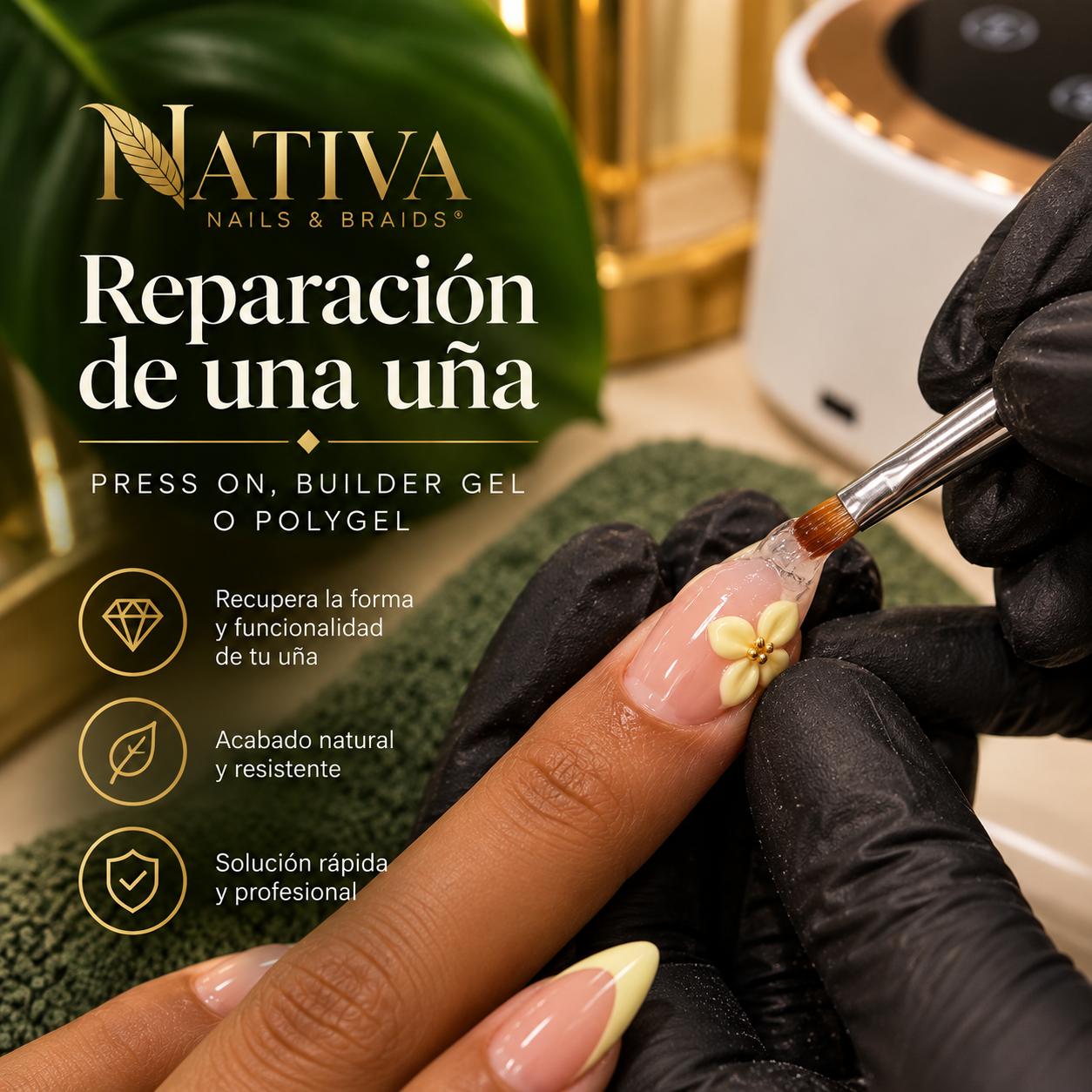 Uña en  polygel - Reparación de uña