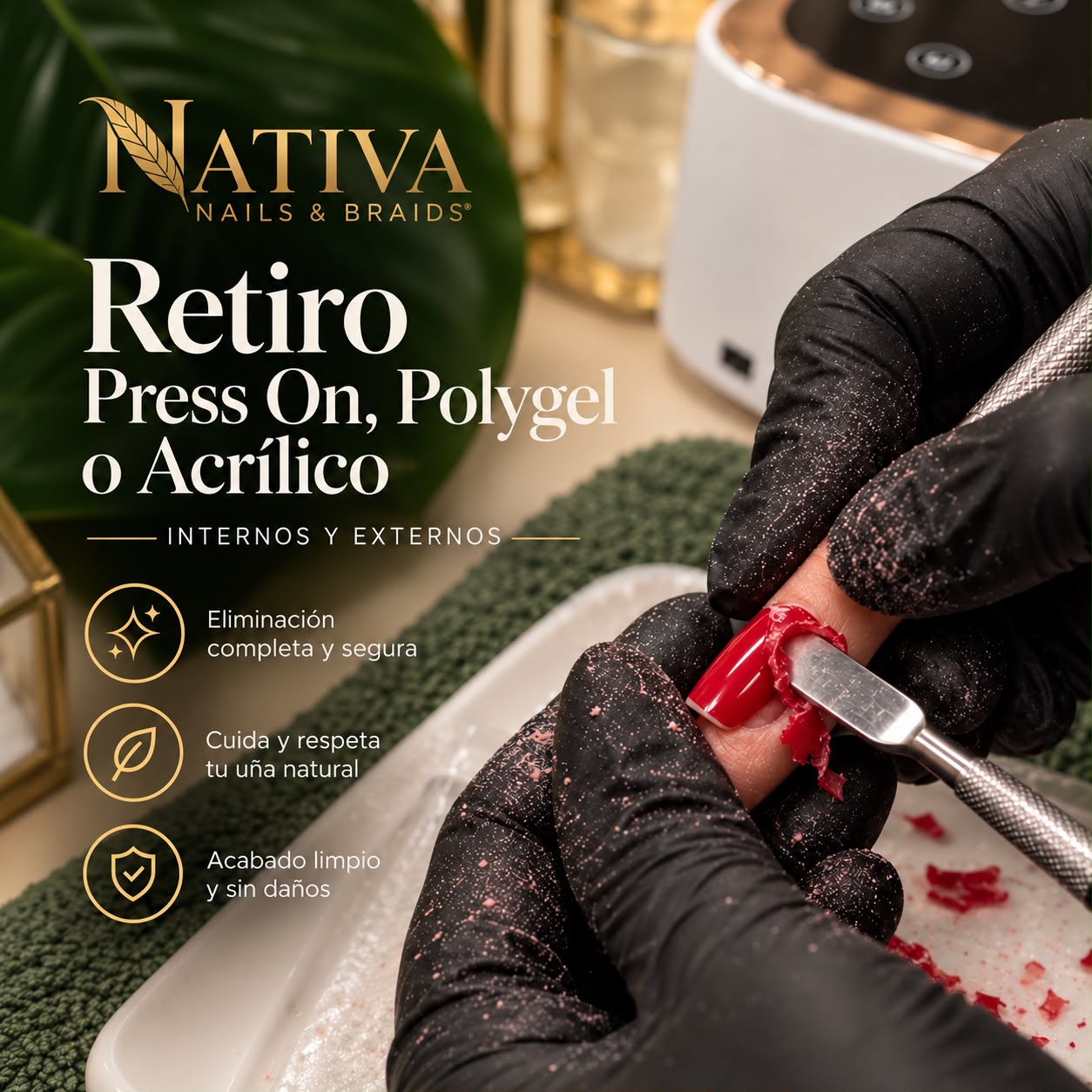 Retiro  Press On, Polygel o Acrílico Externo