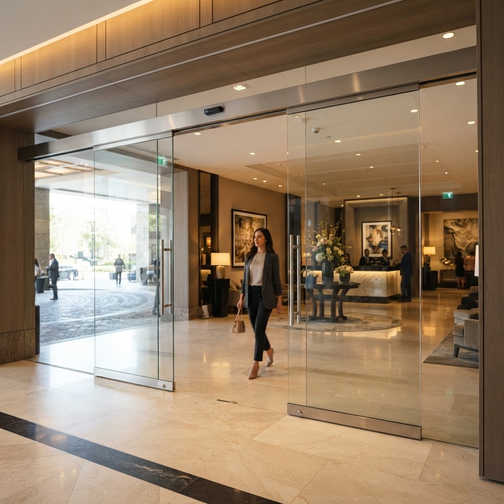 Bi-Parting Sliding Entrance (Frameless)