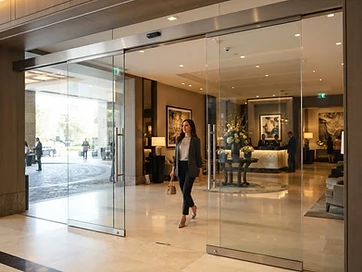 Bi-Parting Sliding Entrance (Frameless)