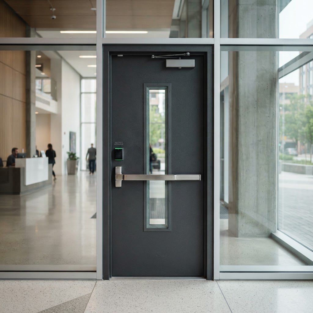 Ballistic security door with view window