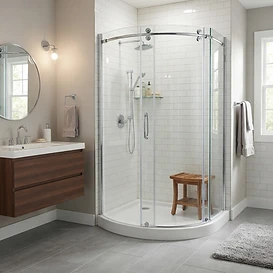 Curved sliding shower door