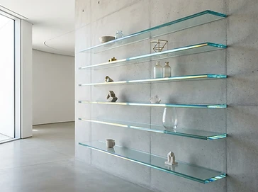 Floating glass shelves