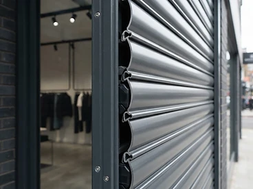 Close-up of solid roller shutter slats