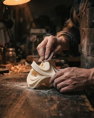 A craftsman hand-finishing a 3D-printed piece