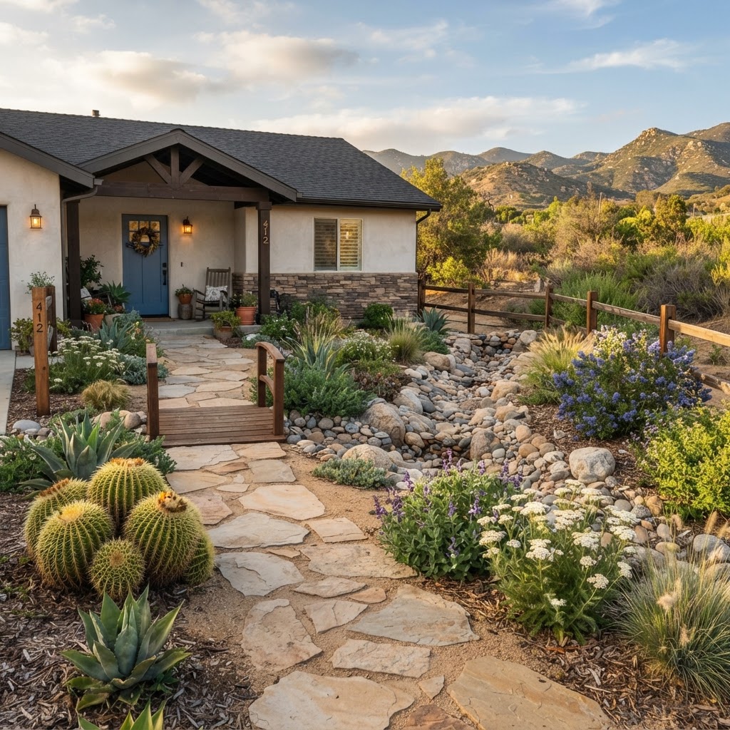 Mission Hills - Ranch with Barrel Cactus & Flagstone