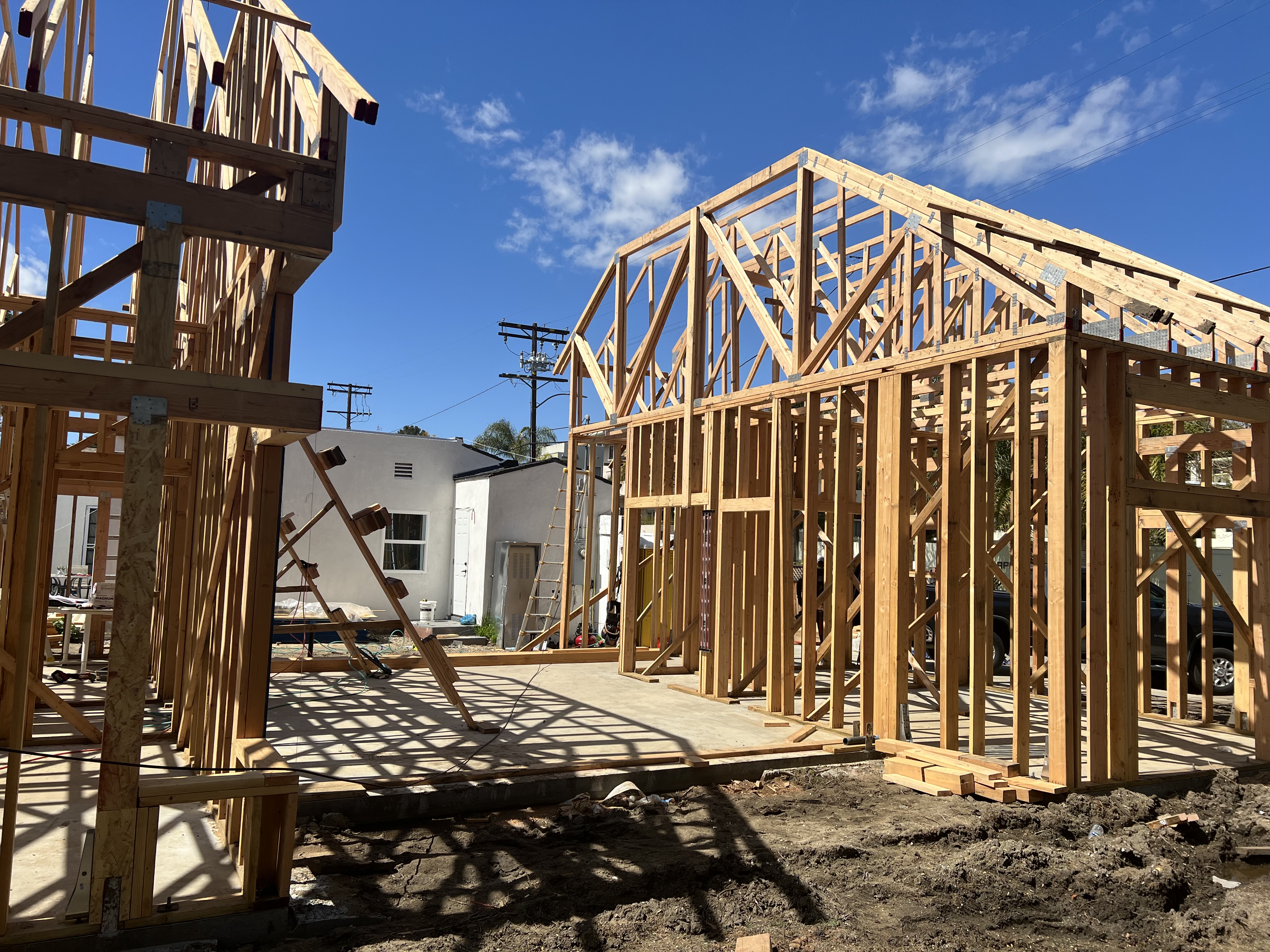 ADU framing with gable roof rafters by Times Square Remodeling