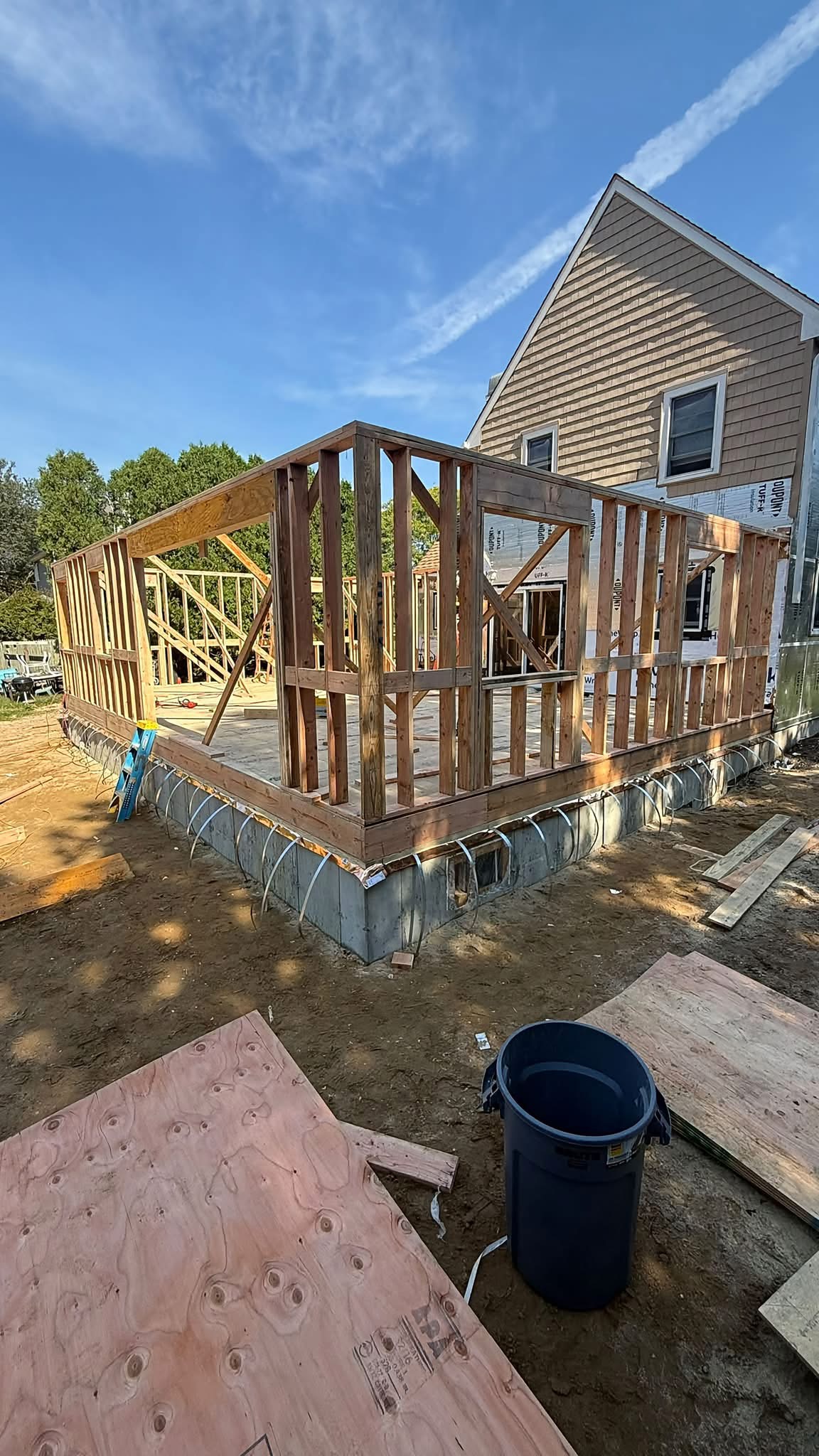 ADU wood-framed addition under construction in Los Angeles