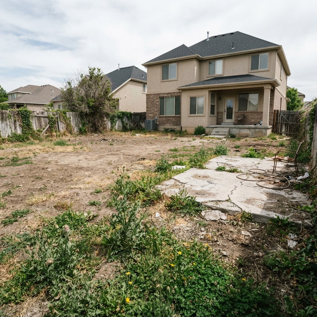 Bare Backyard → Flagstone Paver Patio — before