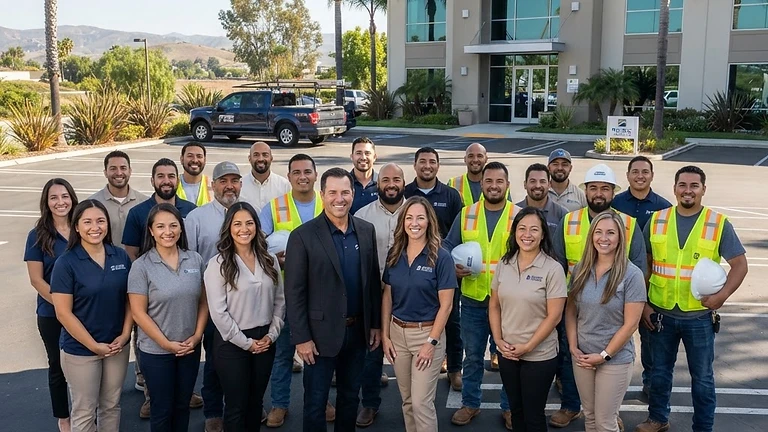 Times Square Remodeling Inc. office staff and field crew of 25 team members outside our Studio City headquarters