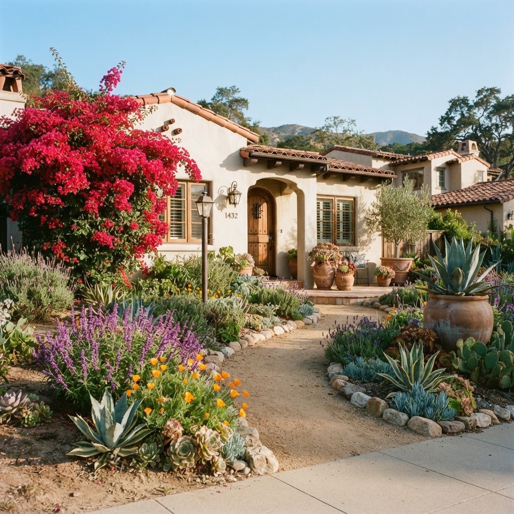 Santa Monica - Spanish Style with Bougainvillea