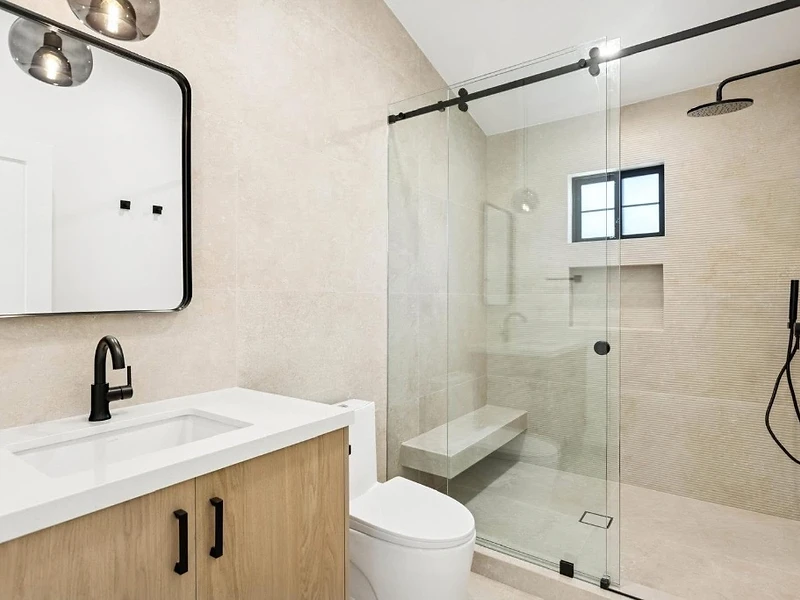 Modern bathroom remodel with freestanding tub