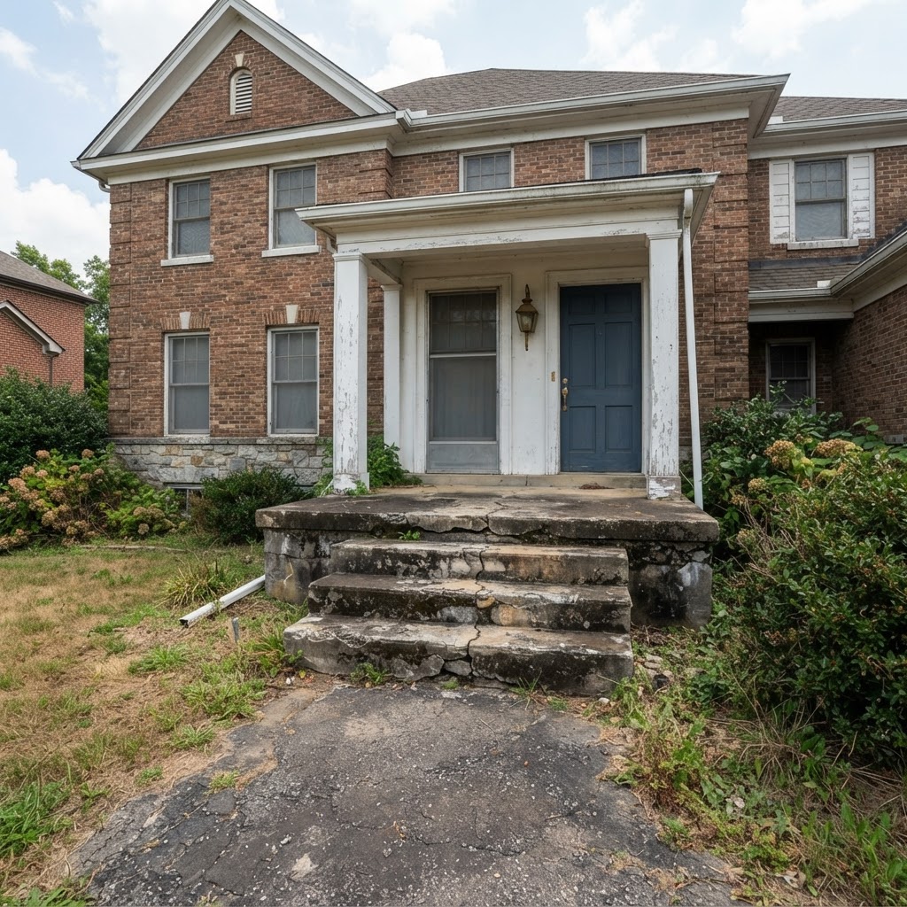 Plain Concrete Entry → Natural Stone Paver Steps — before