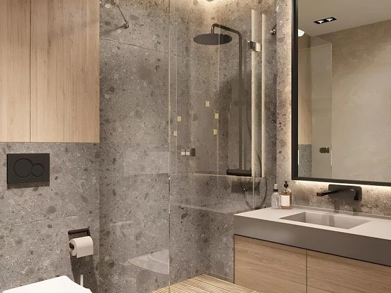 Luxury bathroom with large-format tile