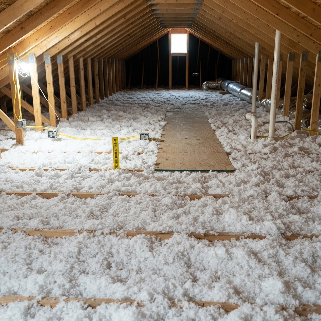 Attic insulation installation