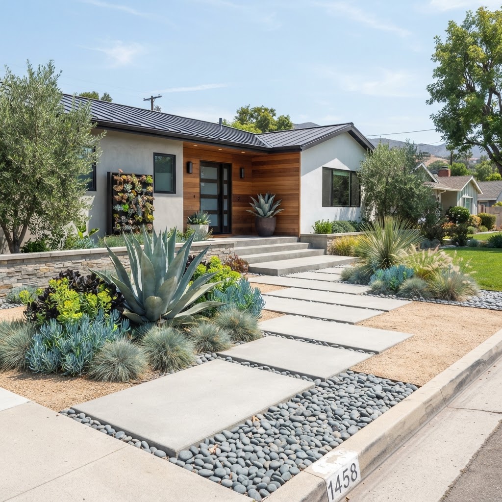 Huntington Beach - Contemporary with Blue Fescue