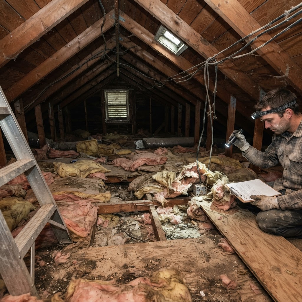 Torn Batts & Gaps → Insulation + Duct Inspection — before