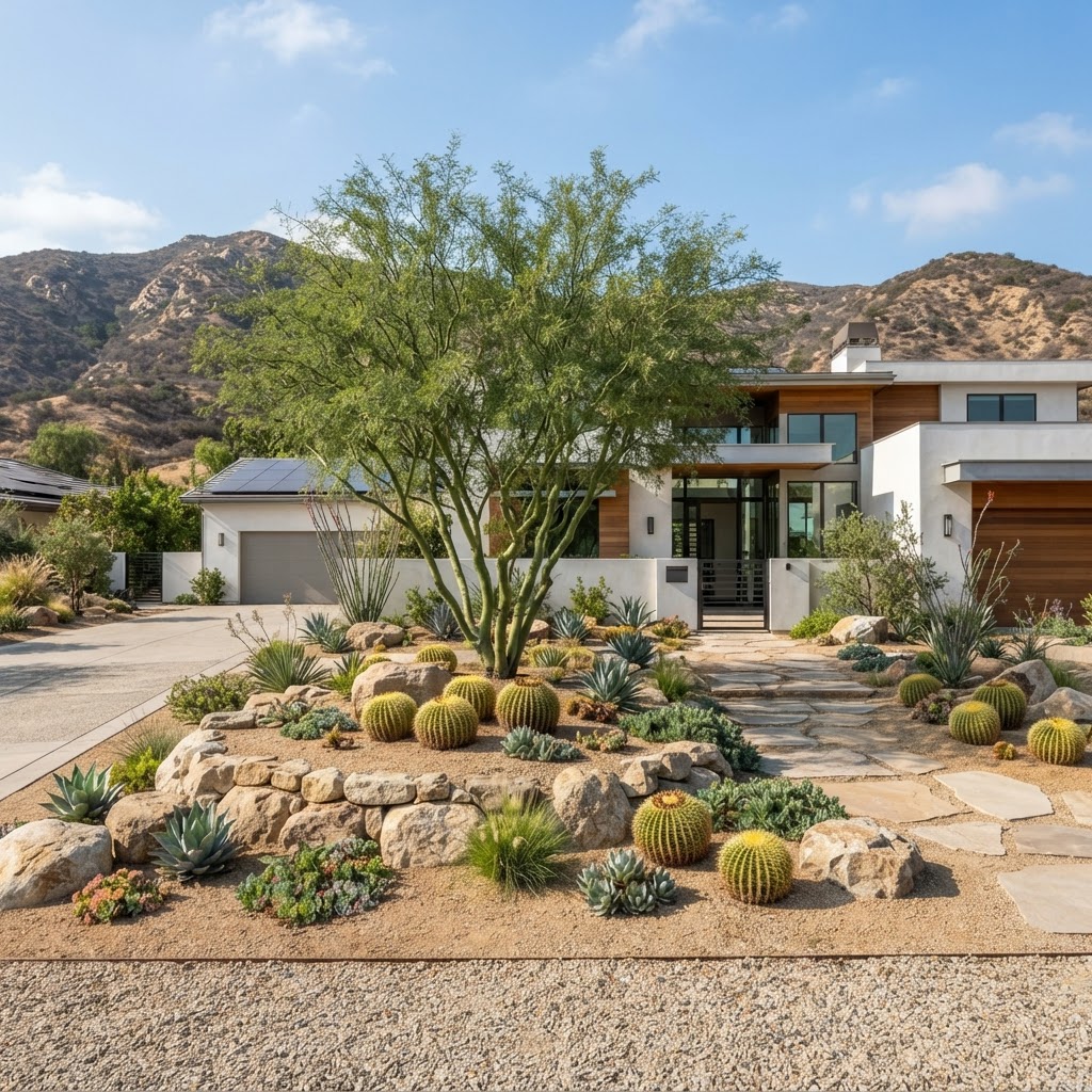 Santa Clarita - Desert Modern with Barrel Cactus