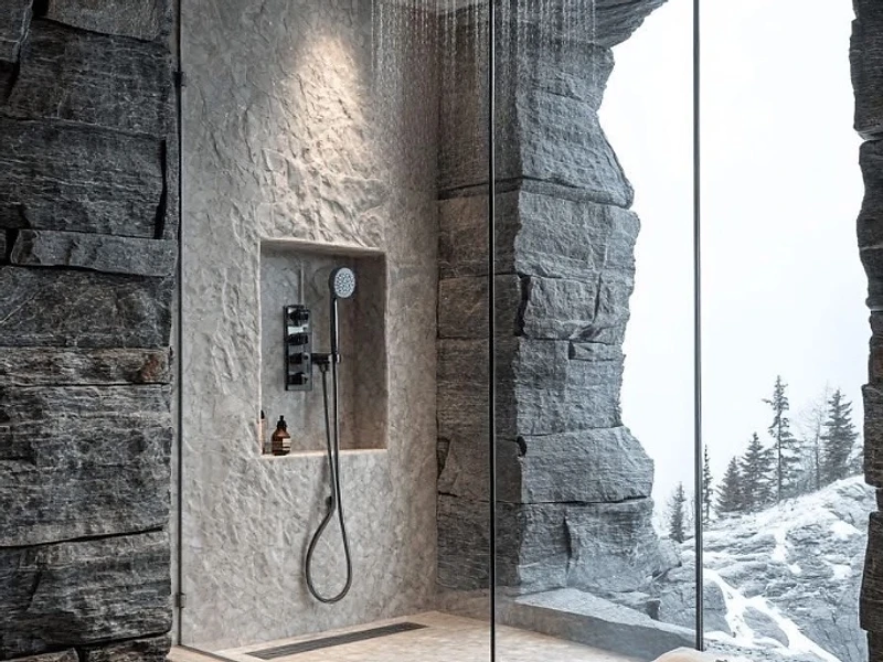Walk-in shower with custom tile