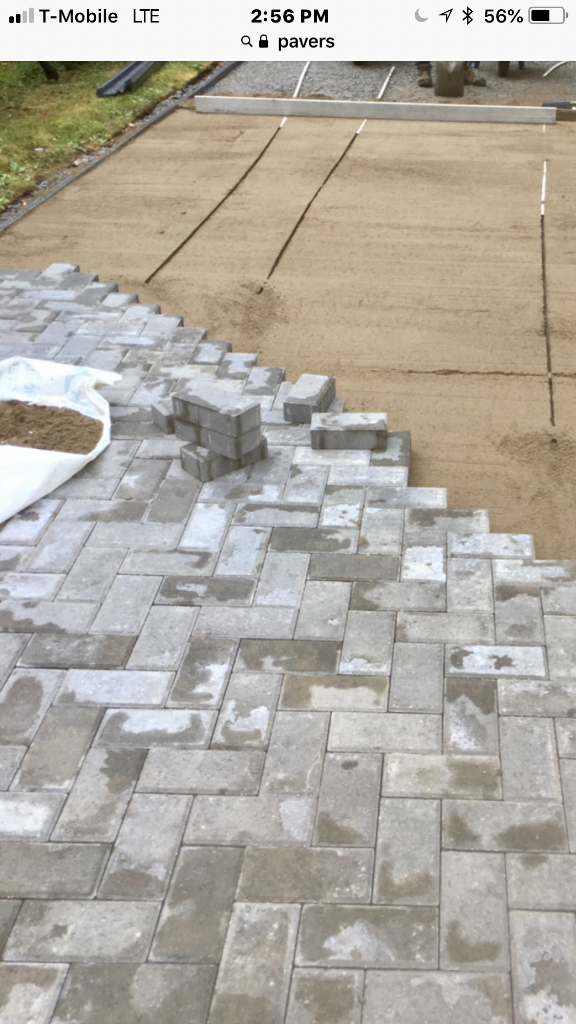 Paver installation in progress 2
