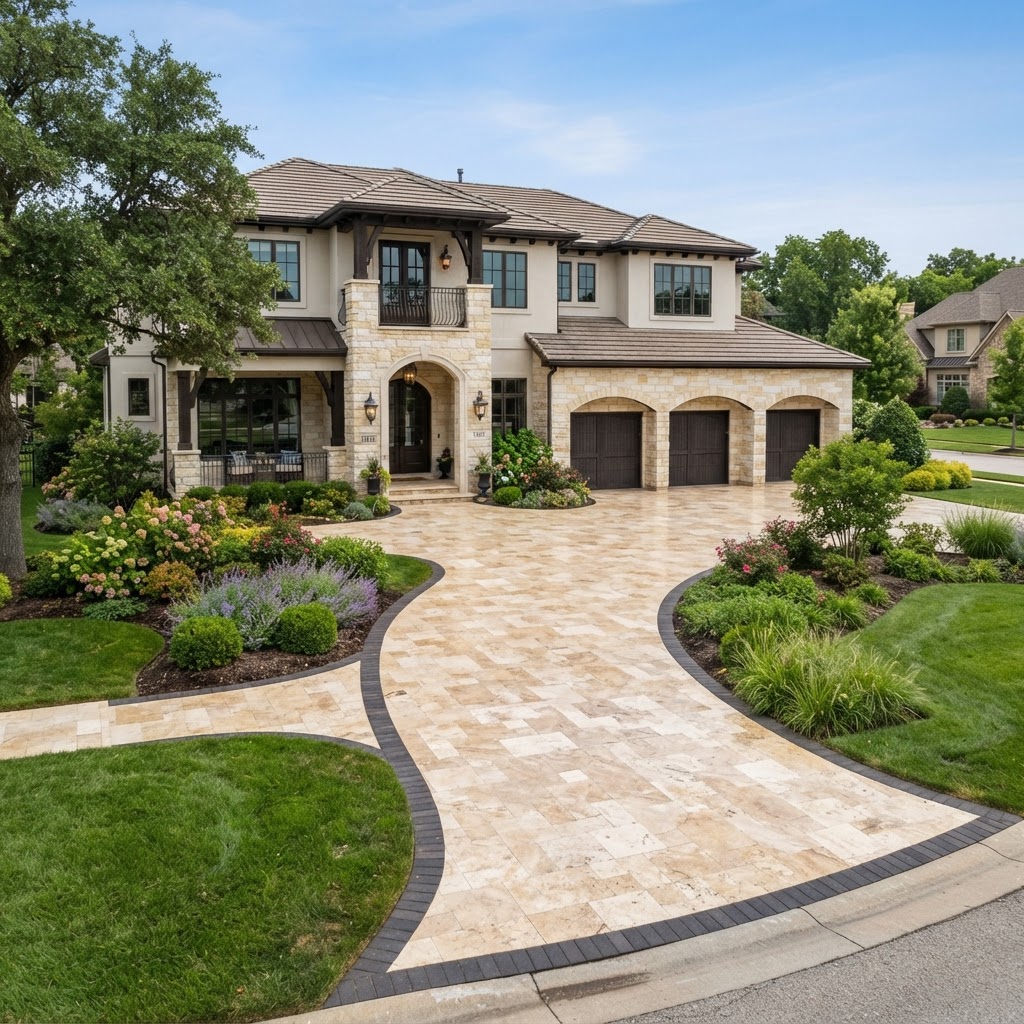 Paver driveway on luxury home