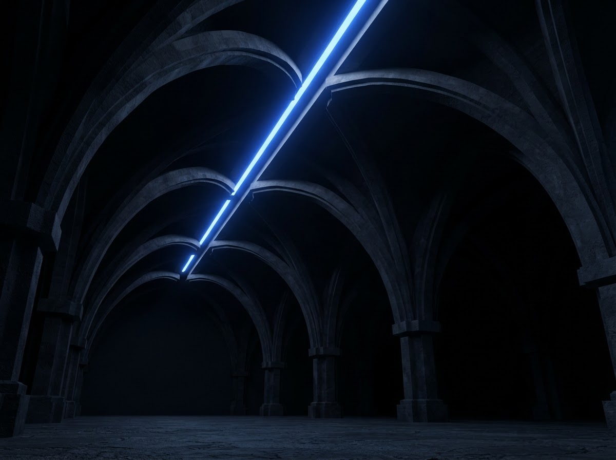 Abstract vaulted ceiling with repeating arches