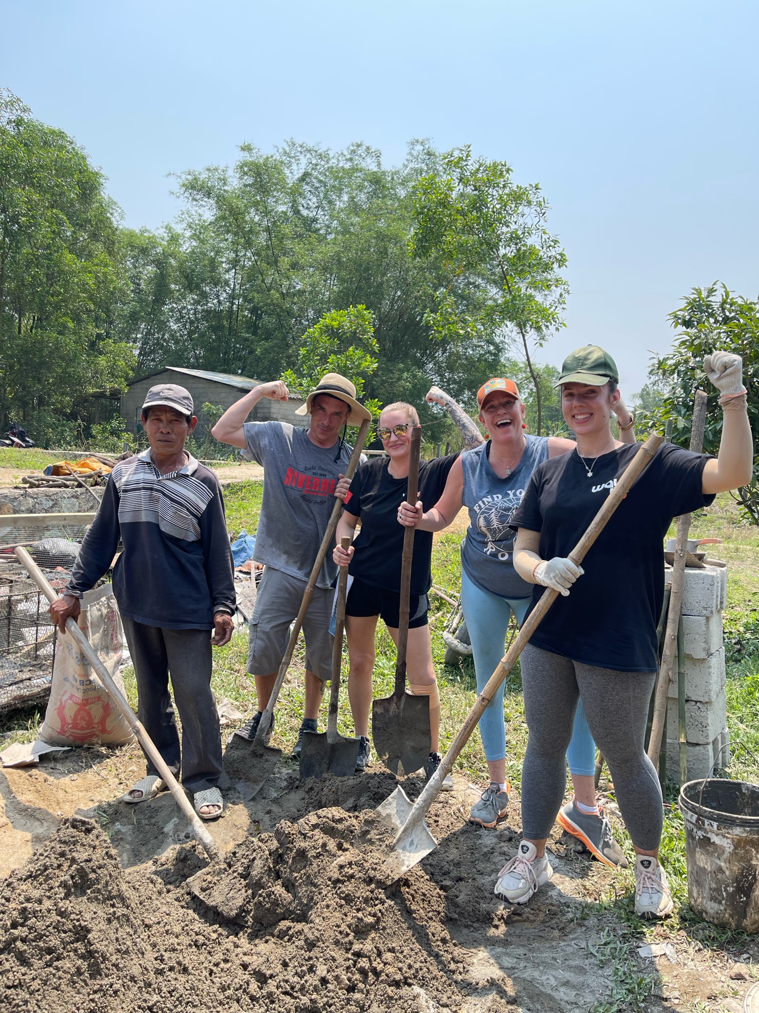 The team together on site during the build