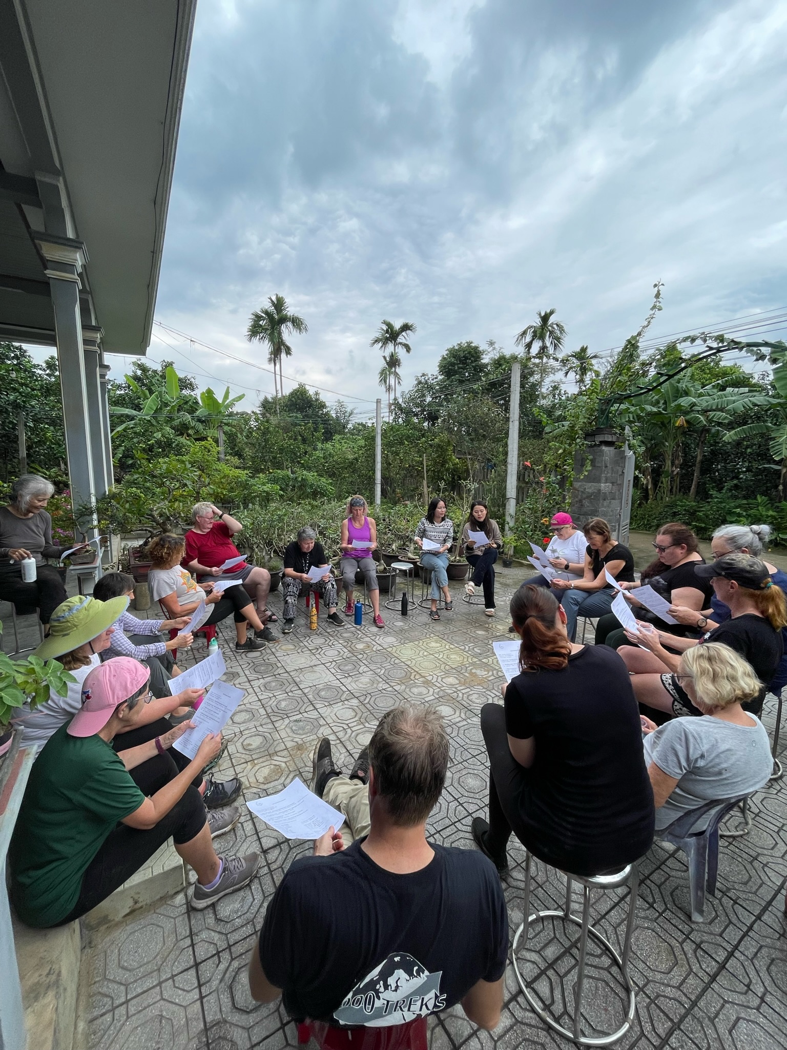 The volunteer group gathered together after completing the project