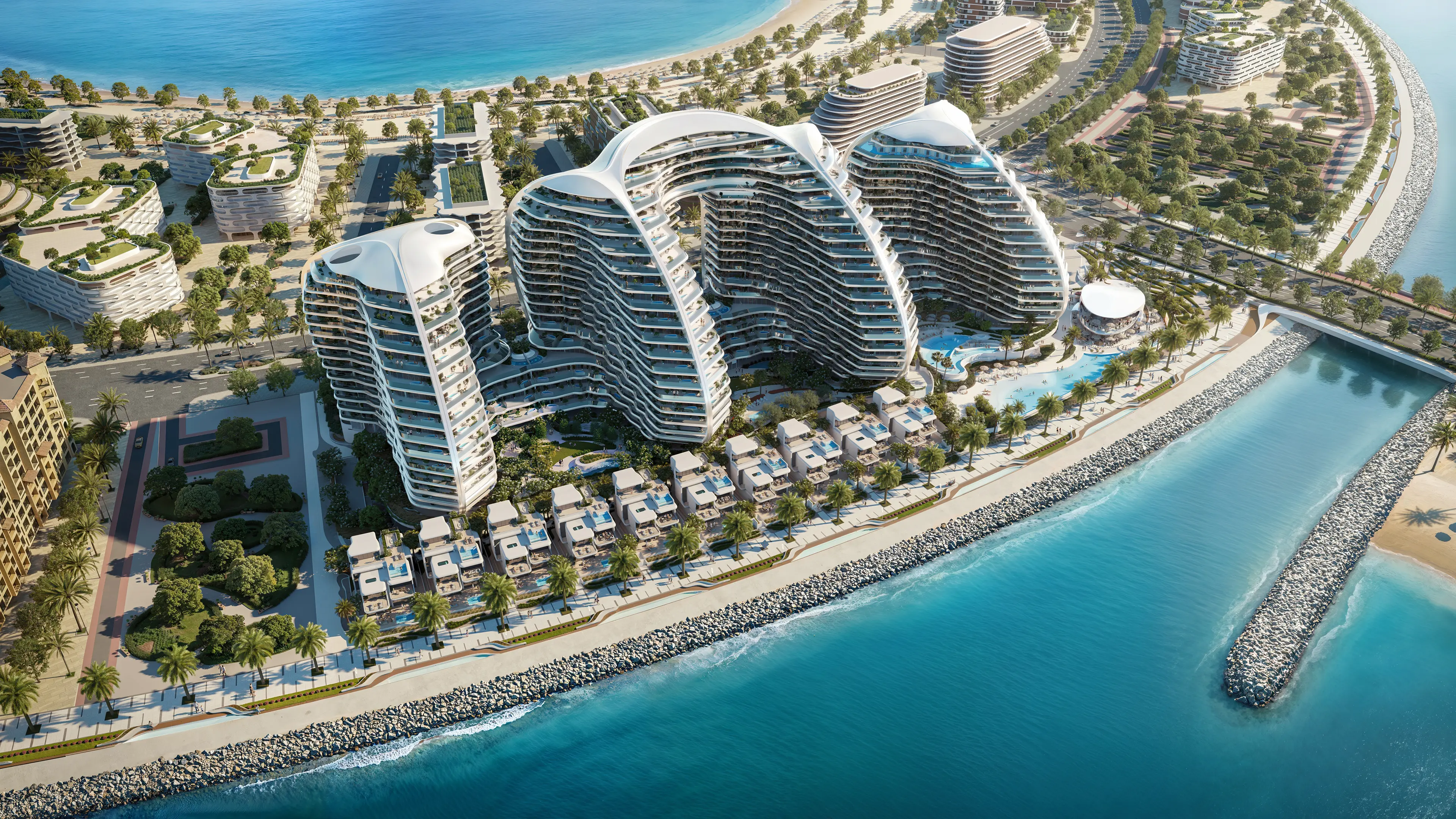 Oystra Development Master Plan Al Marjan Island Aerial view of Oystra development master plan on Al Marjan Island Ras Al Khaimah